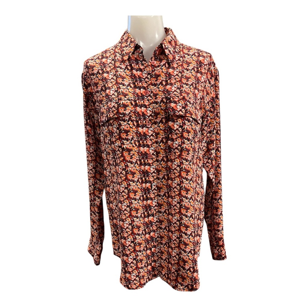 Equipment Femme Silk Floral Button Up Long Sleeve Blouse size S